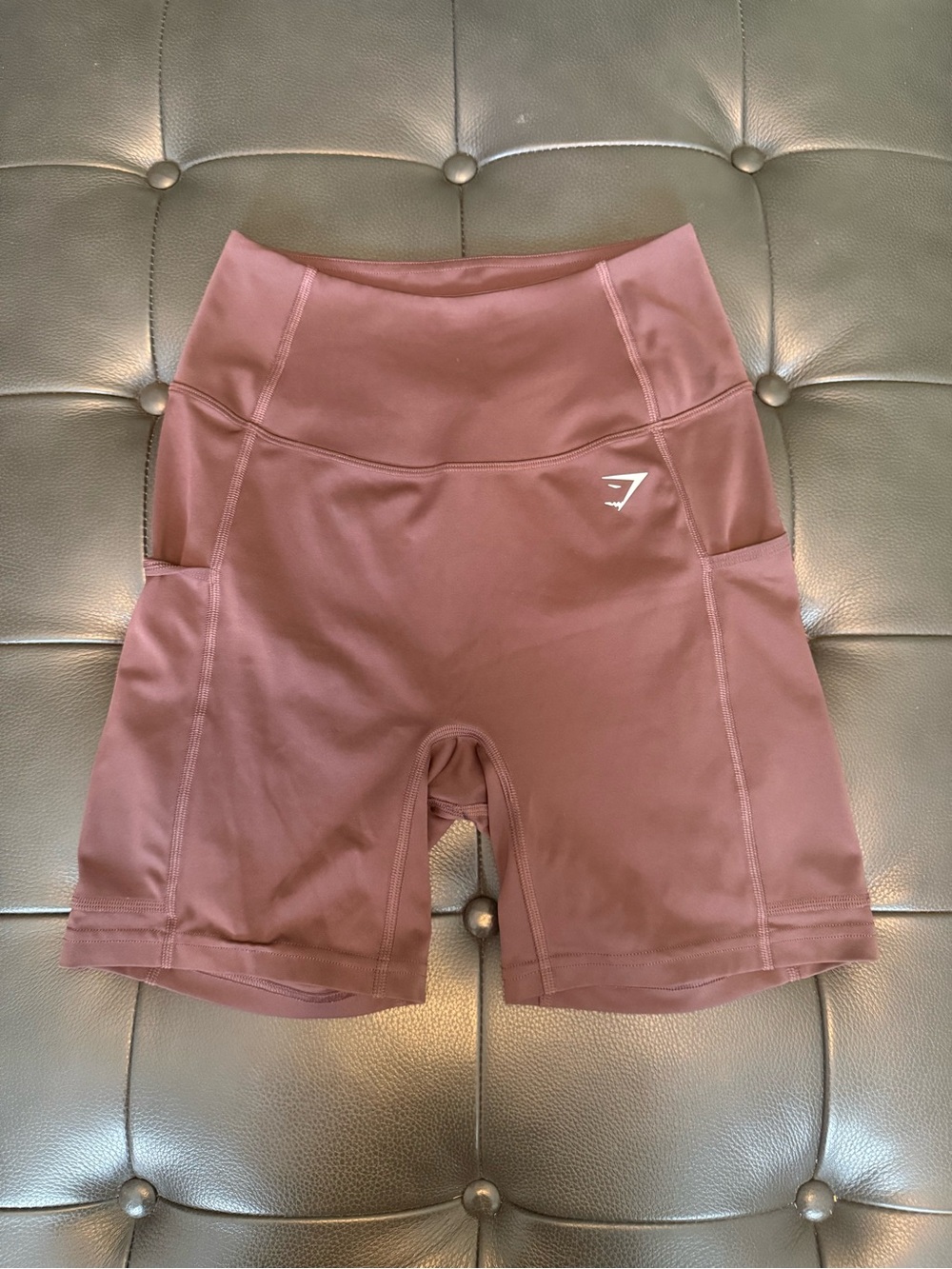 Gymshark High-Rise Pocket Bike Shorts — Mauve